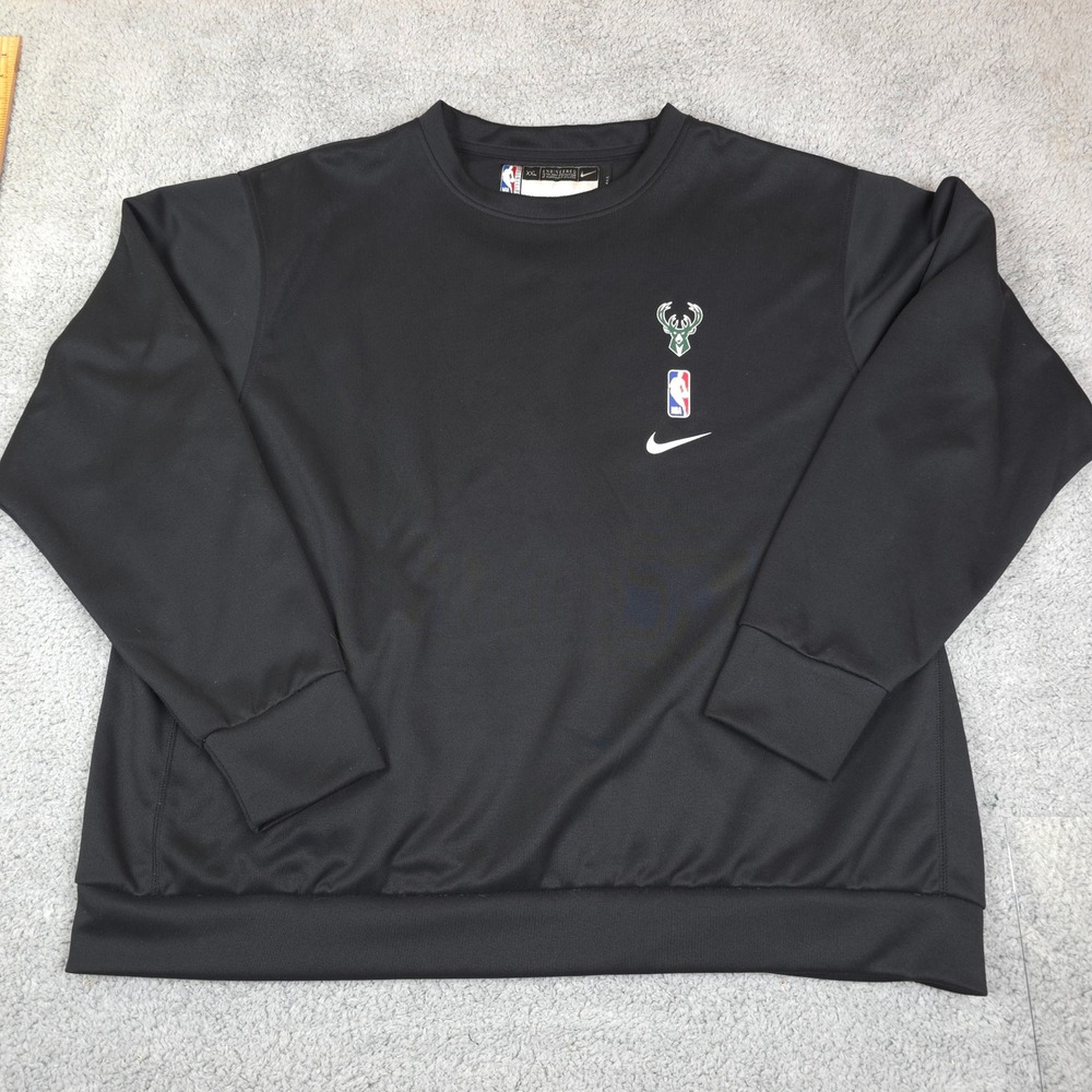 Nike NBA Milwaukee Bucks Dri-FIT Team Issued Player Sweatshirt Tall‎ Black XXL - Picture 2 of 8